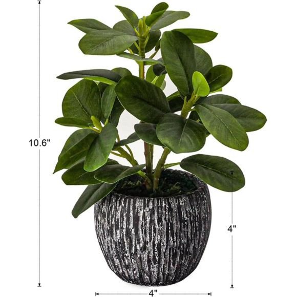 Artificial Potted Plant, Real Touch Artificial Oak Leaves Waterproof Fake Plants - Picture 2 of 7